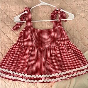 Red Gingham Sleeveless Top